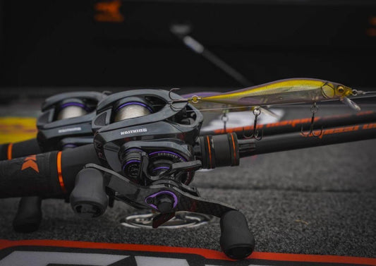 KastKing jerkbait rod and reel combo set up for bass fishing