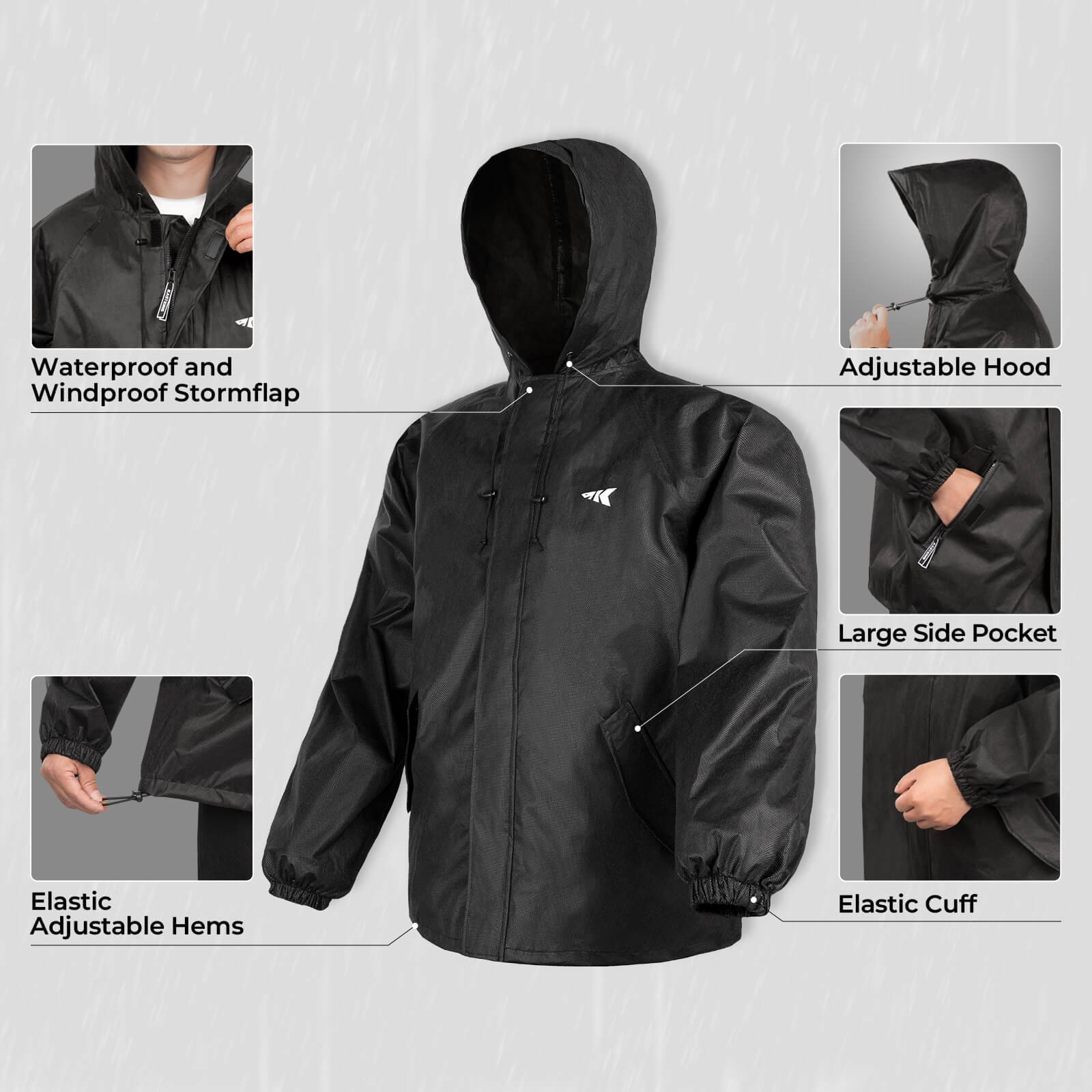 KastKing AquaLite Rain Suit, Waterproof Breathable Lightweight Rainwear