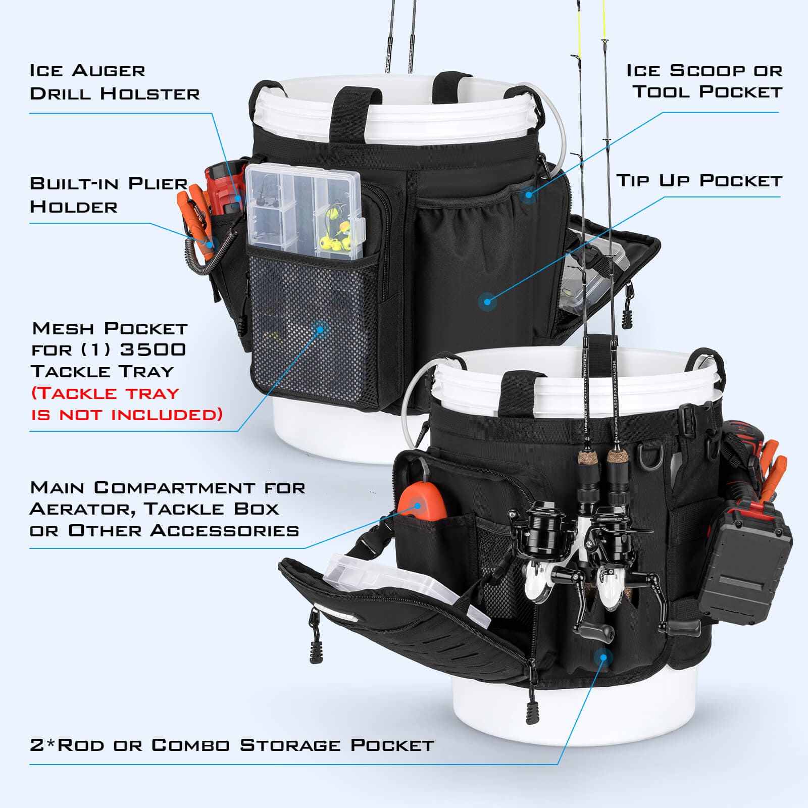 KastKing Karryall Fishing Bucket Organizer for 5 Gallon Bucket