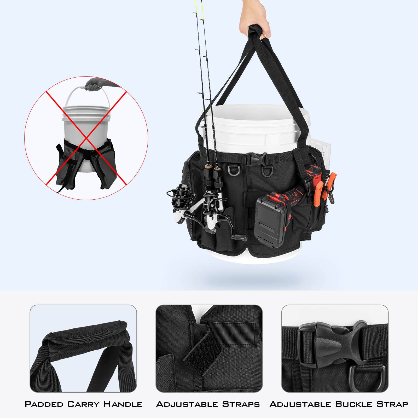 KastKing Karryall Fishing Bucket Organizer for 5 Gallon Bucket